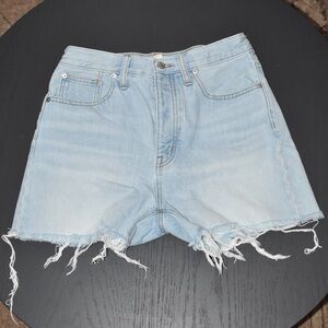 Madewell Light Blue Frayed Jean Shorts